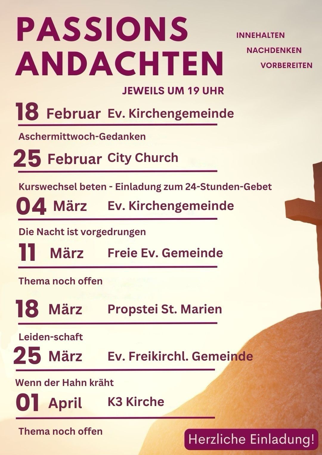 Passionsandachten 2026 Plakat